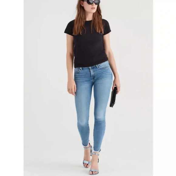 7 For All Mankind Luxe Vintage The Ankle Skinny in Flora Sz 32 Women’s Scalloped - Picture 1 of 11